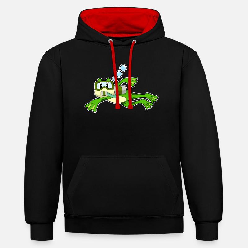 Bouteille d’oxygène Frog Diver - Sweat à capuche contrasté - noir/rouge