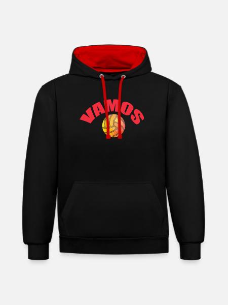 Vamos - Sweat à capuche contrasté - noir/rouge