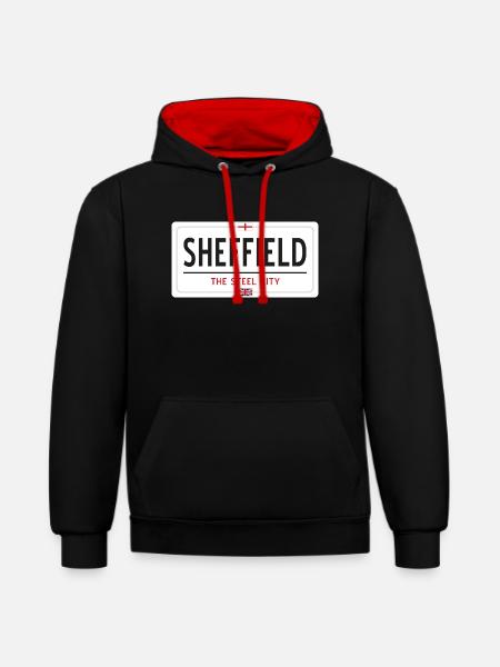 Sheffield town sign - Contrast hoodie - black/red