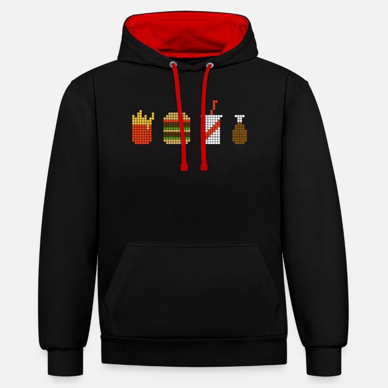 Restauration rapide Pixel - Sweat à capuche contrasté - noir/rouge