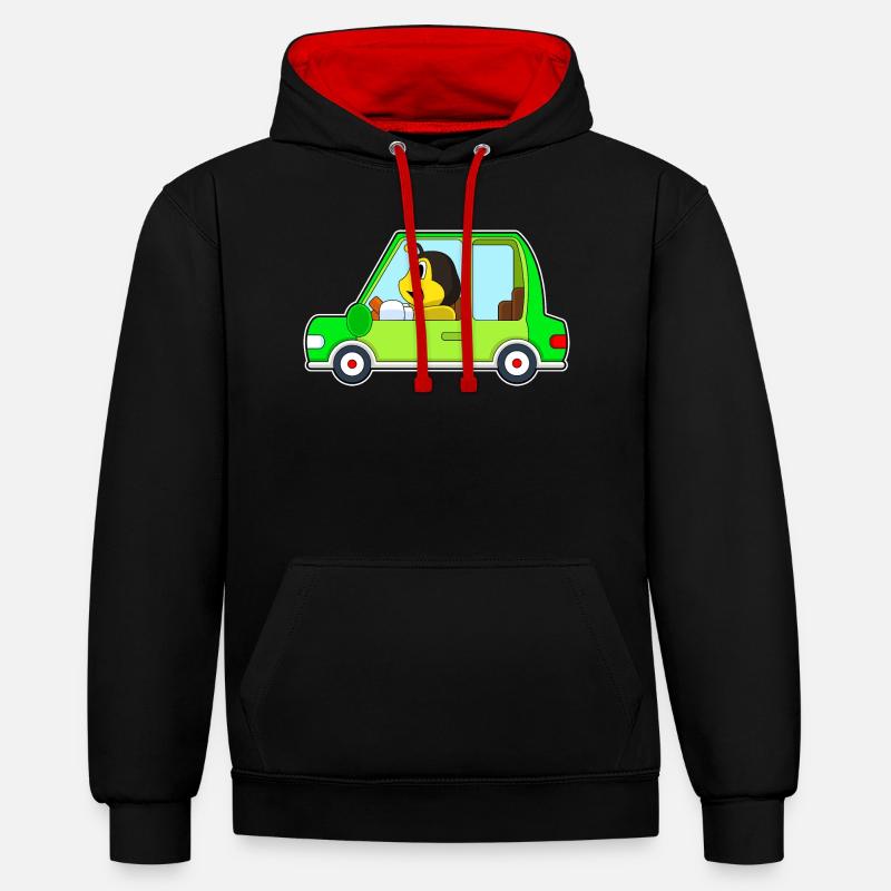 Voiture d’abeille - Sweat à capuche contrasté - noir/rouge