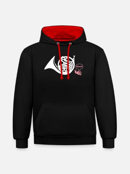 Waldhorn Hornist - Kontrast-Hoodie - Schwarz/Rot