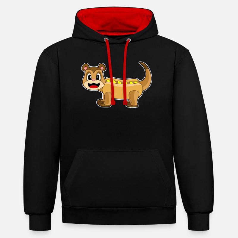 Hot-dog suricate - Sweat à capuche contrasté - noir/rouge
