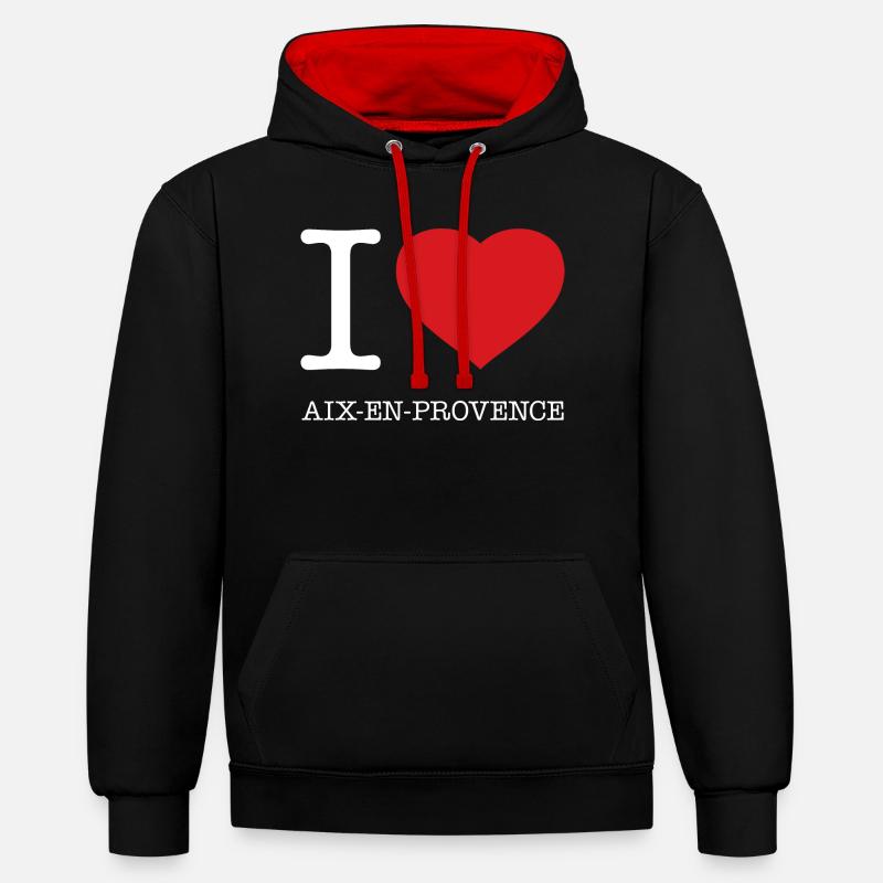 J’ADORE AIX-EN-PROVENCE - Sweat à capuche contrasté - noir/rouge