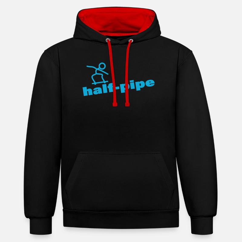 HALF-PIPE - Sweat à capuche contrasté - noir/rouge
