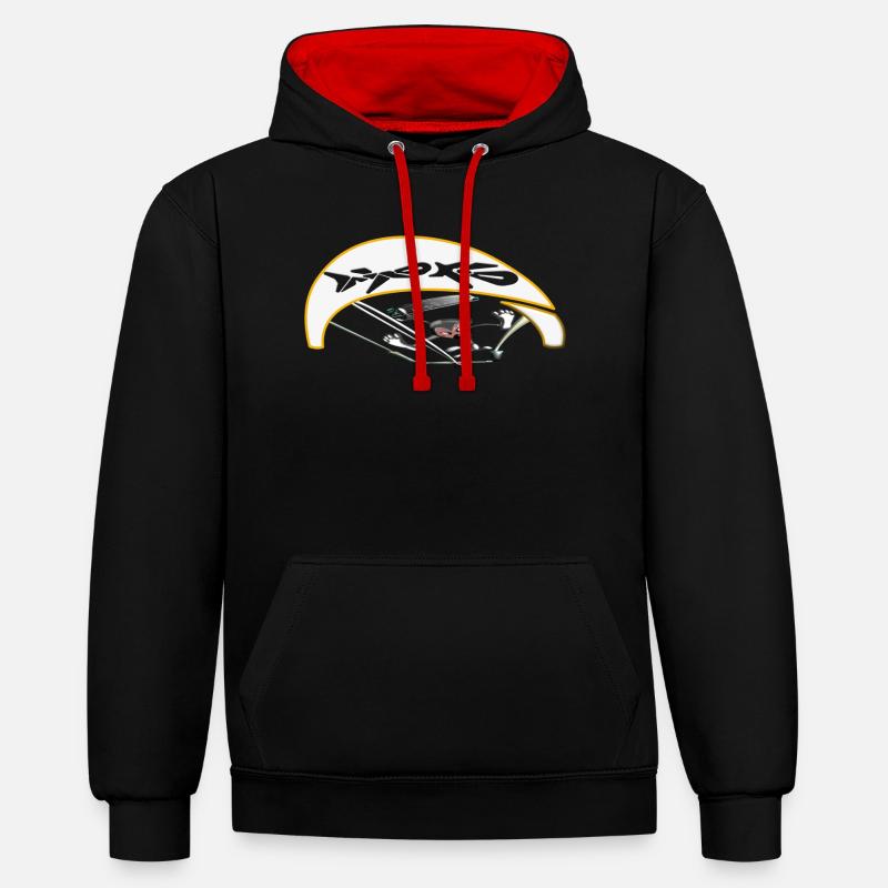 Aktiver Kiter mit dynamischer Flugbahn - Kontrast-Hoodie - Schwarz/Rot