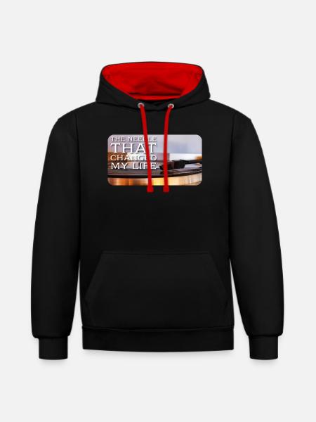 The needle that changed my life - Contrast hoodie - black/red