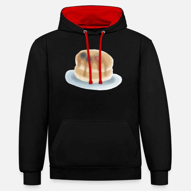 Illustration de crêpes aux baies sucrées - Sweat à capuche contrasté - noir/rouge