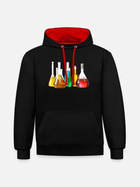 Bunte Laborgläser Kollektion - Kontrast-Hoodie - Schwarz/Rot