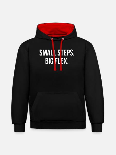 SMALL STEPS. BIG FLEX. | Greyline Official - Contrast hoodie - black/red