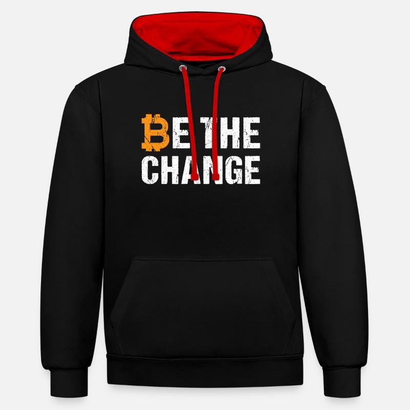 Bitcoin Be The Change - Sweat à capuche contrasté - noir/rouge