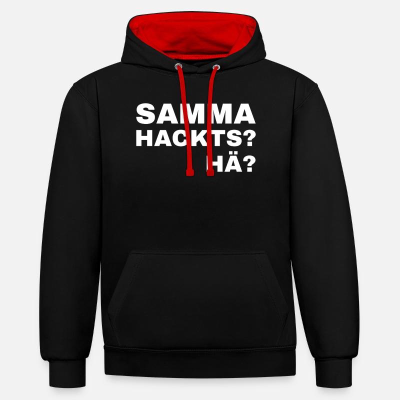 samma hacks hä - Sweat à capuche contrasté - noir/rouge