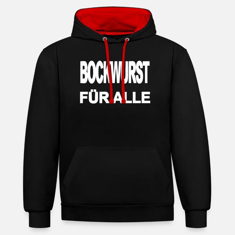 Bockwurst - Sweat à capuche contrasté - noir/rouge