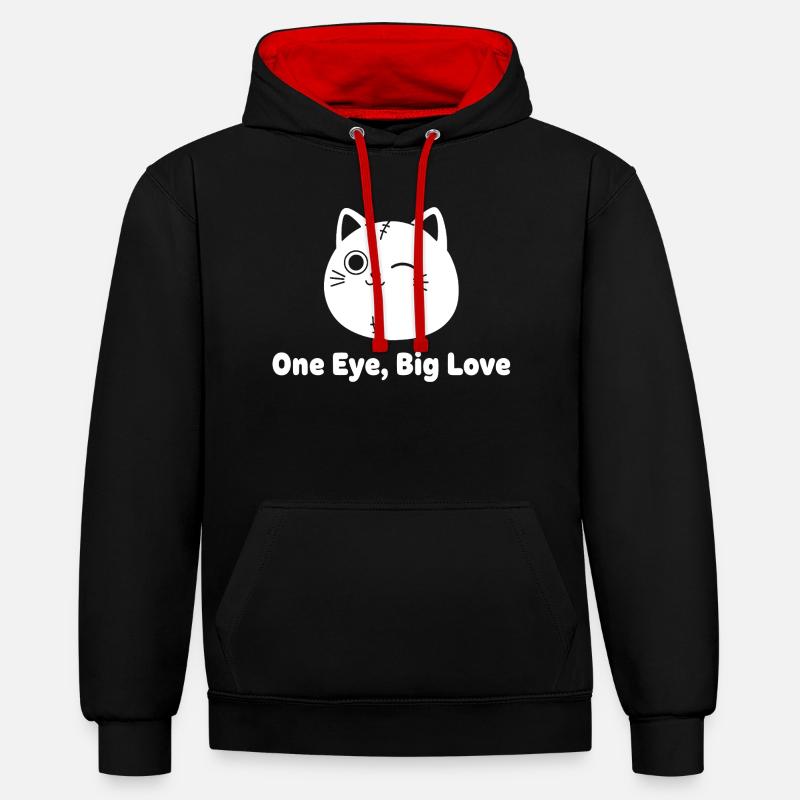 Chat Mouillé Patchwork Love - Sweat à capuche contrasté - noir/rouge
