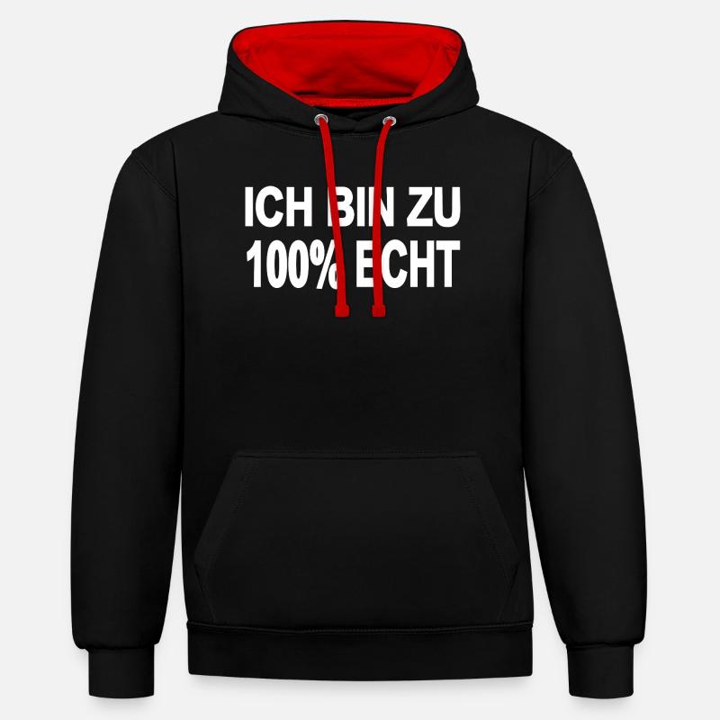 authentique - Sweat à capuche contrasté - noir/rouge