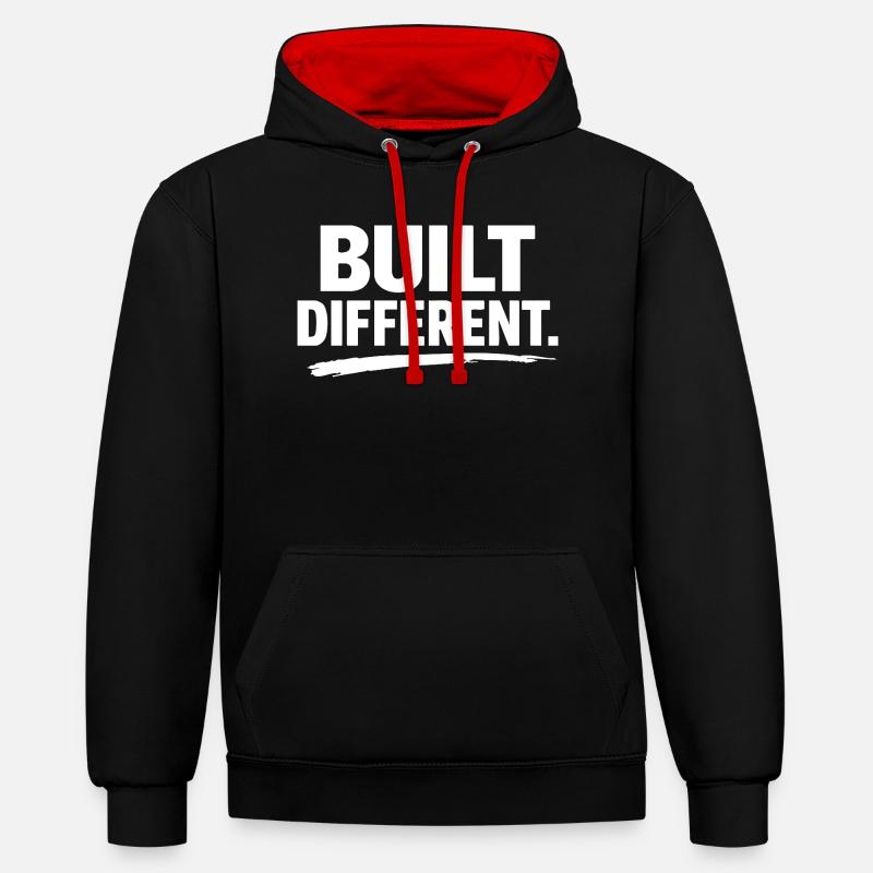 Construit différemment - Sweat à capuche contrasté - noir/rouge
