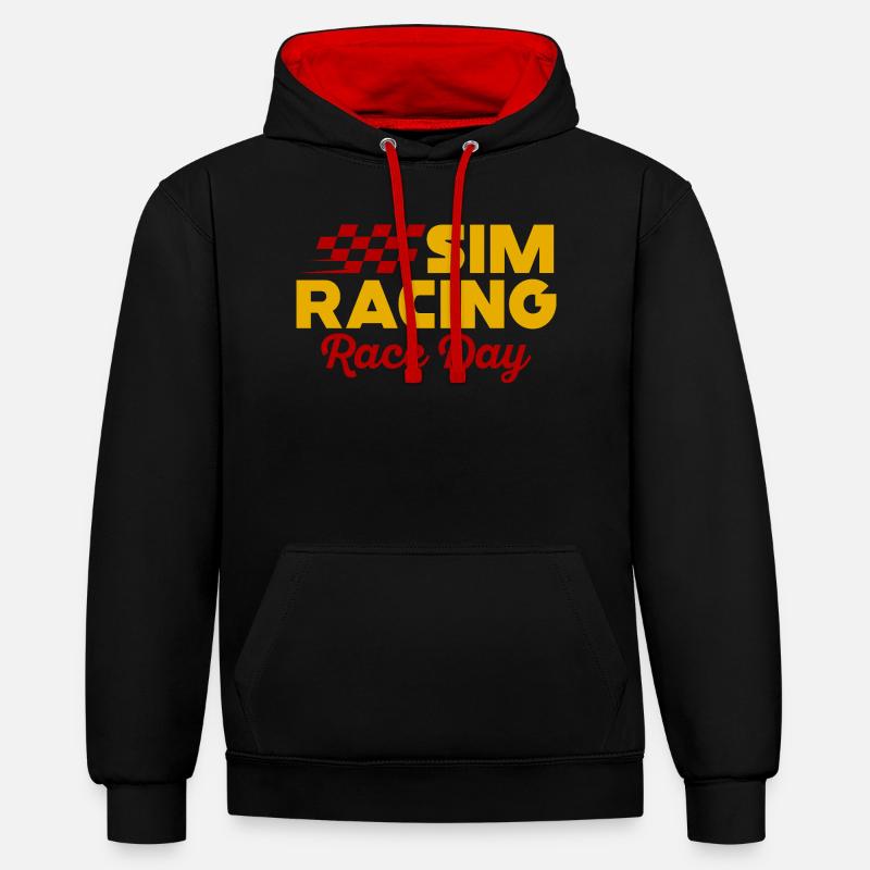 Journée de course de simulation - Sweat à capuche contrasté - noir/rouge
