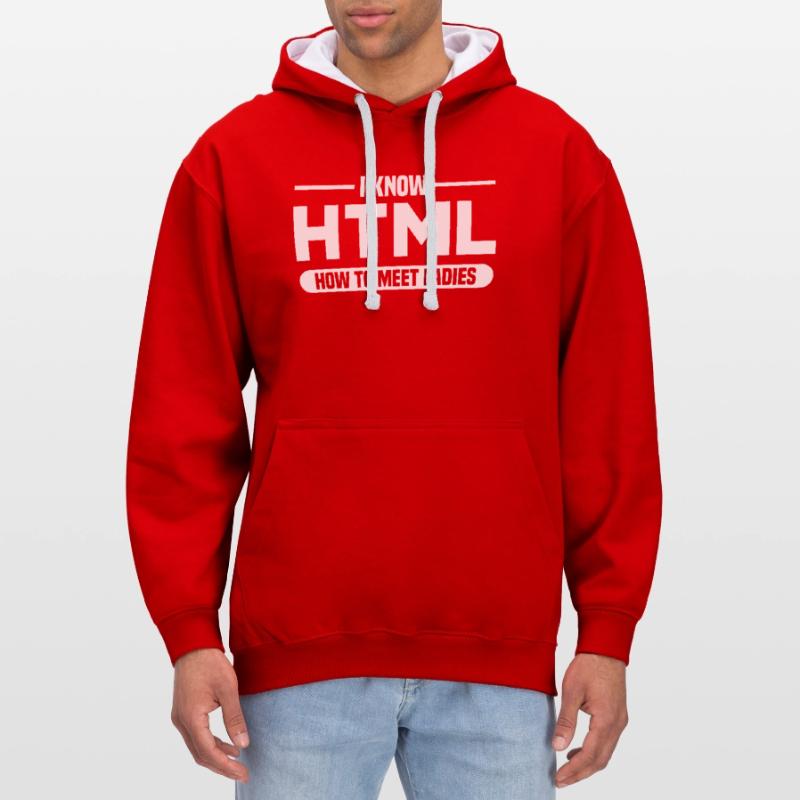 HTML Humor Code Programmierer Spruch Kontrast-Hoodie