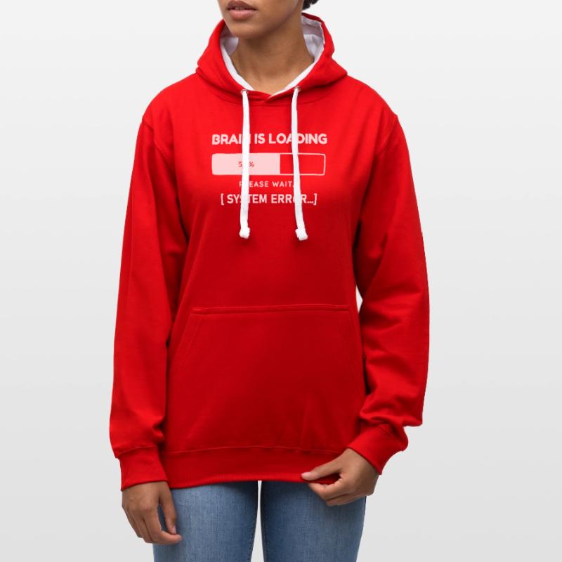 Brain is Loading System Error – Funny Saying Contrast hoodie