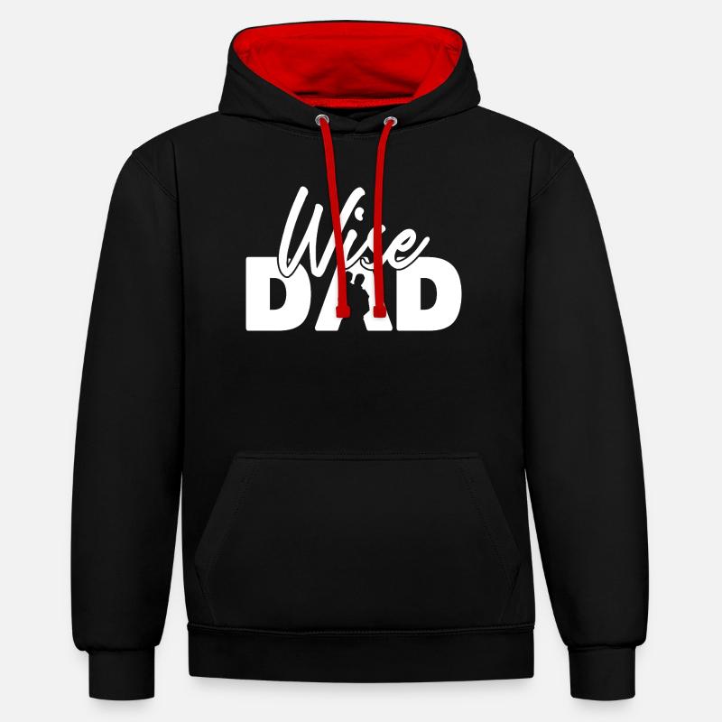 Wise Dad Silhouette Vaterschaft Elternschaft - Kontrast-Hoodie - Schwarz/Rot