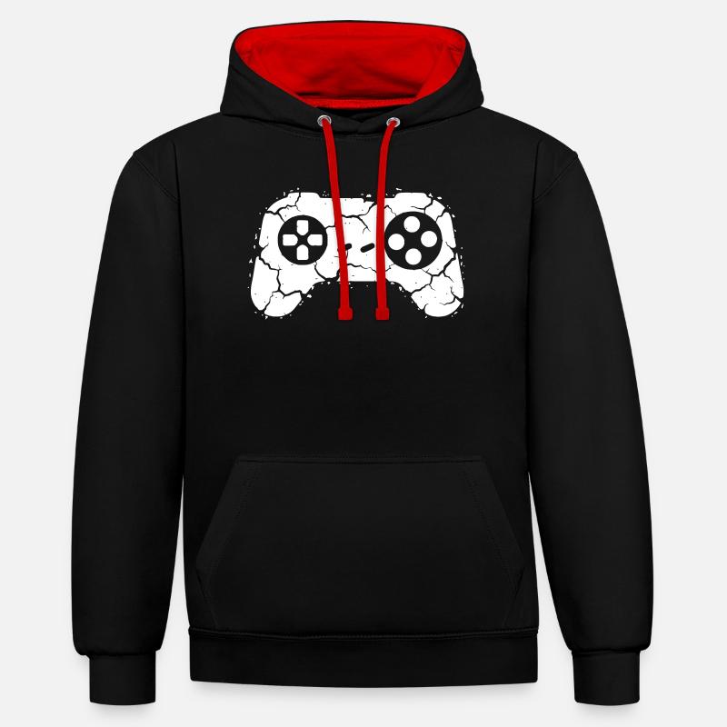 Craquement de manette : Arrête de rage - Sweat à capuche contrasté - noir/rouge
