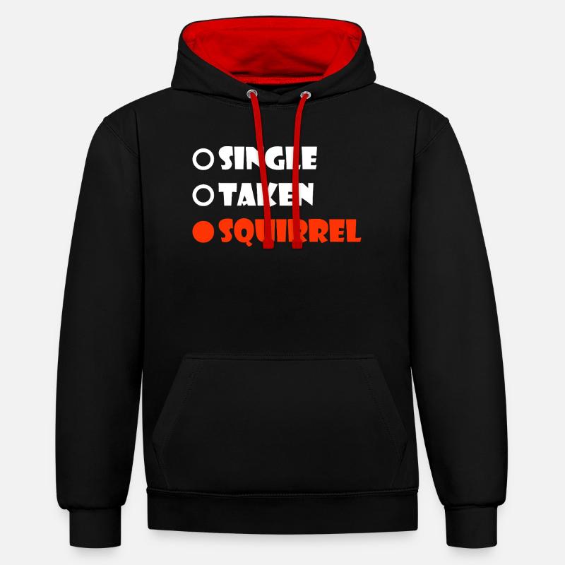 Écureuil Pris à l’Unité - Sweat à capuche contrasté - noir/rouge