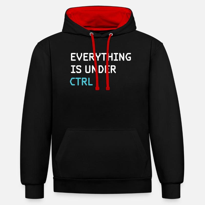 Programmation drôle - Programmeur Ingénieur logiciel - Sweat à capuche contrasté - noir/rouge