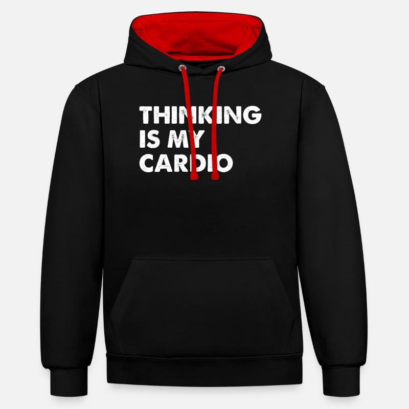 La réflexion est mon cardio - Sweat à capuche contrasté - noir/rouge