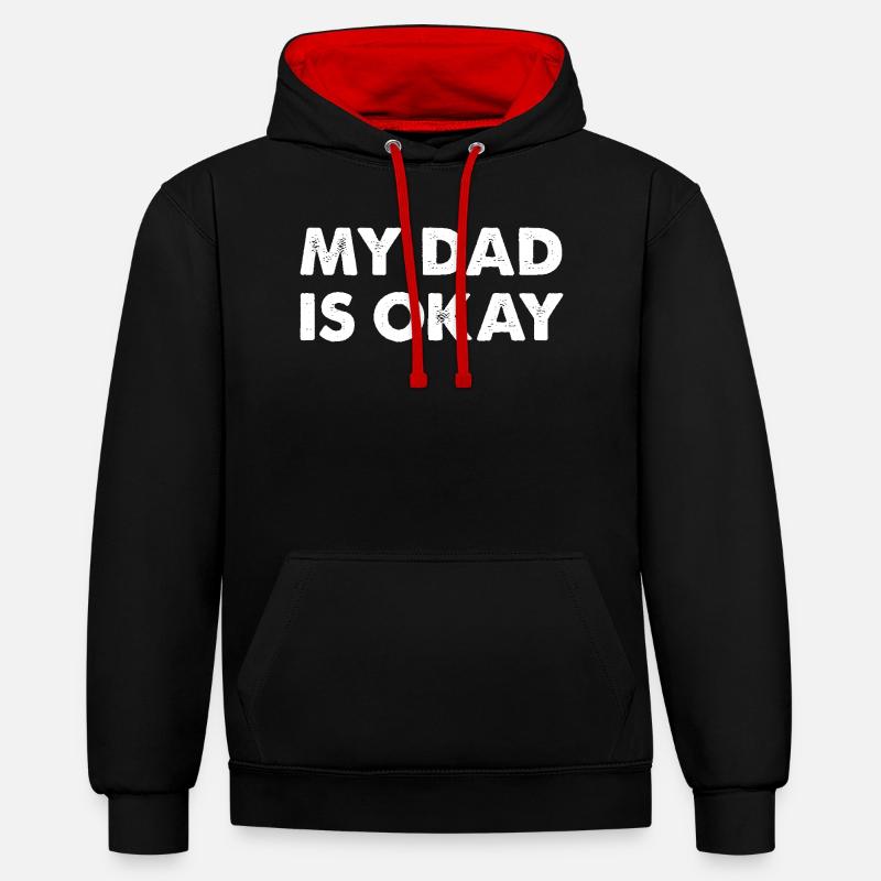 Mon père va bien - Sweat à capuche contrasté - noir/rouge