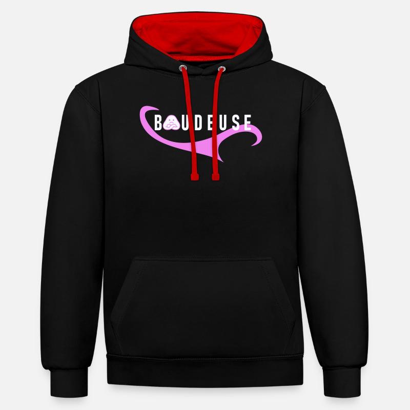 Logo Boudeuse  - Sweat à capuche contrasté - noir/rouge