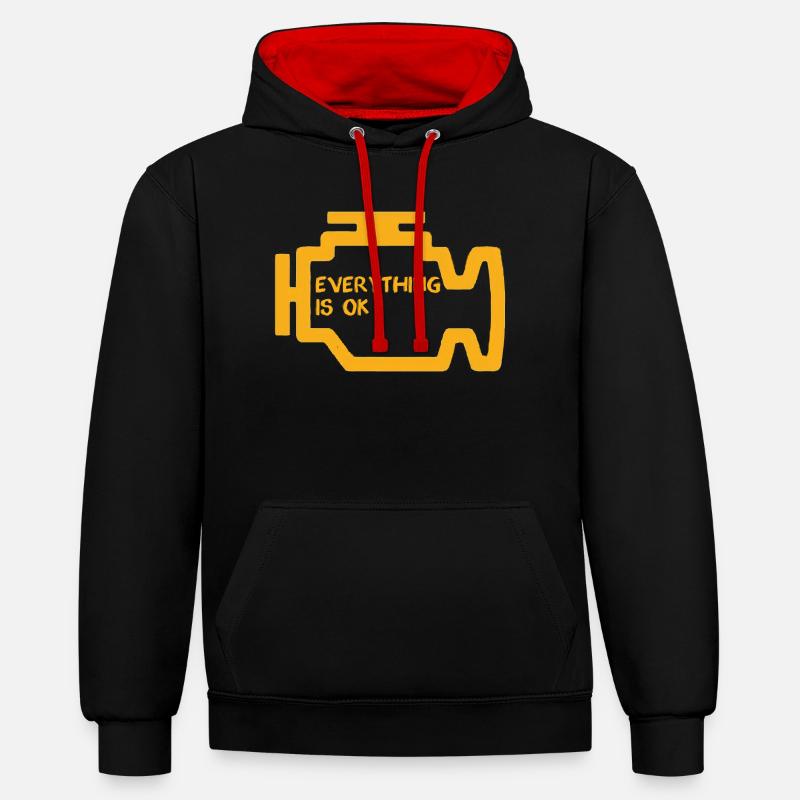 Check Engine Light - Contrast hoodie - black/red