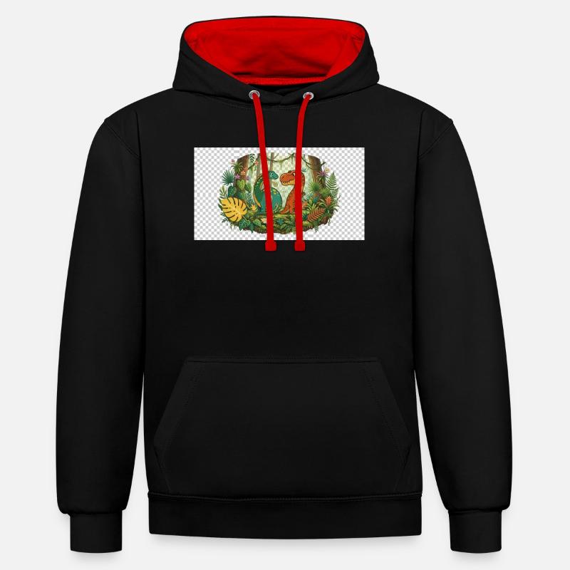 six sept - Sweat à capuche contrasté - noir/rouge