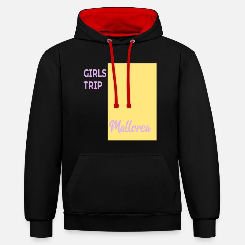 Filles Majorque - Sweat à capuche contrasté - noir/rouge