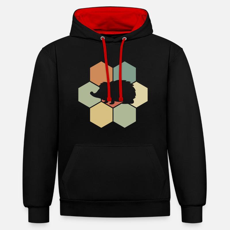 hérisson - Sweat à capuche contrasté - noir/rouge