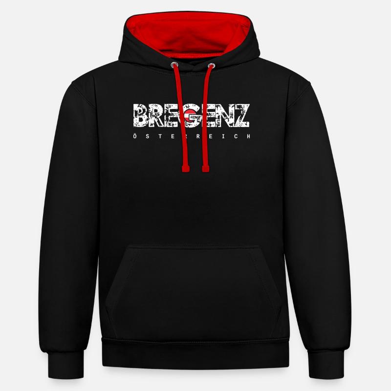 Bregenz - Sweat à capuche contrasté - noir/rouge
