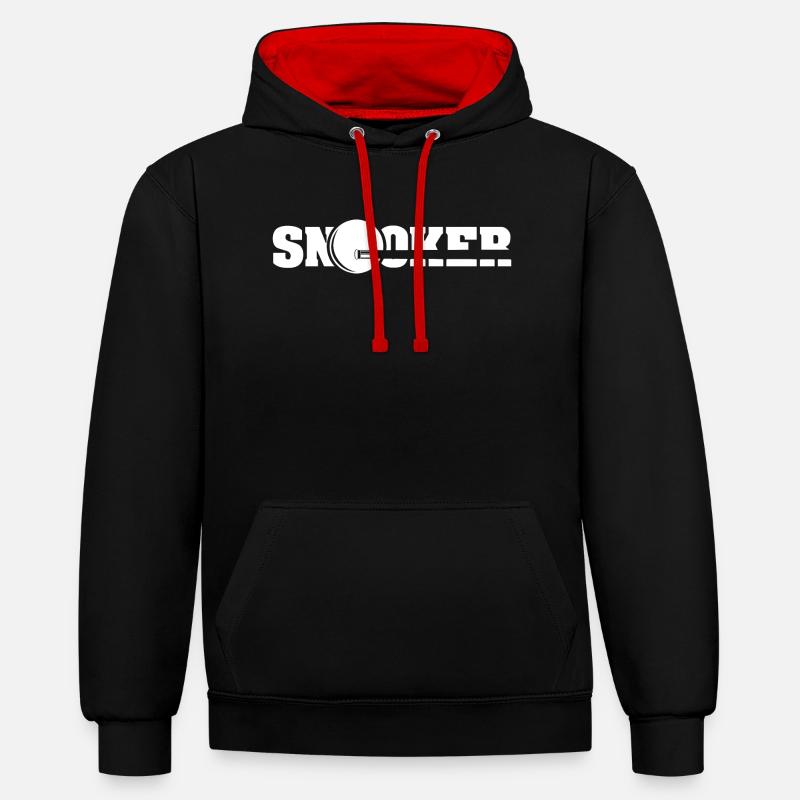 Symbole de queue de billard Icône de logo de joueur de billard - Sweat à capuche contrasté - noir/rouge