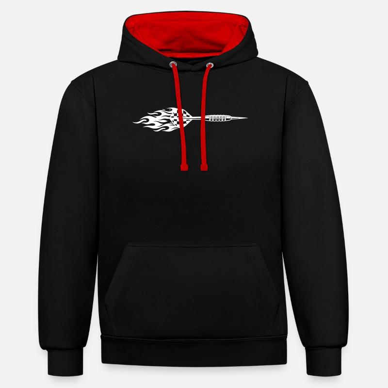 Symbole de fléchette Feu - Sweat à capuche contrasté - noir/rouge