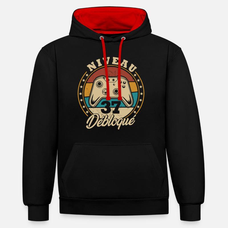 Niveau 37 débloque - Sweat à capuche contrasté - noir/rouge