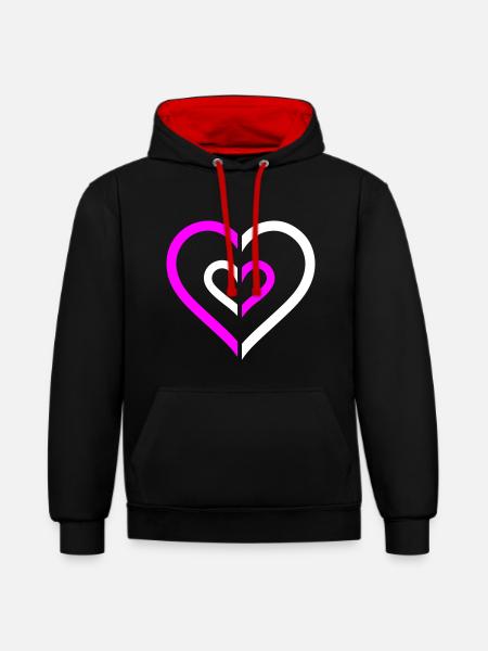 Herz Symbol Liebe - Kontrast-Hoodie - Schwarz/Rot