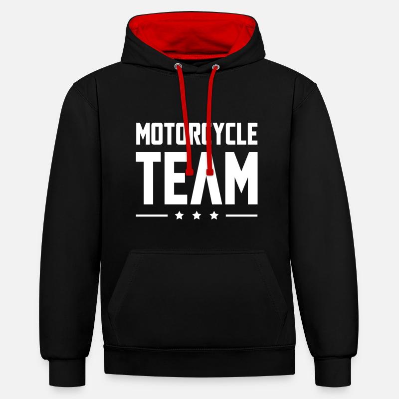 Équipe moto - Sweat à capuche contrasté - noir/rouge