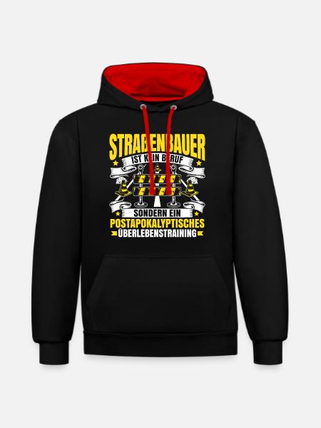 Straßenbauer Asphaltbauer Straßenbau Road Builder - Kontrast-Hoodie - Schwarz/Rot