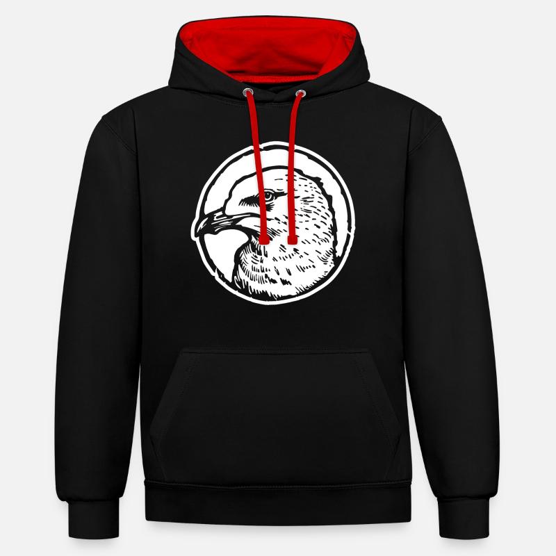 Möwe - Kontrast-Hoodie - Schwarz/Rot