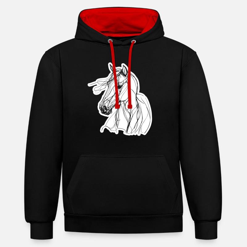 Cheval Équitation Équitation - Sweat à capuche contrasté - noir/rouge