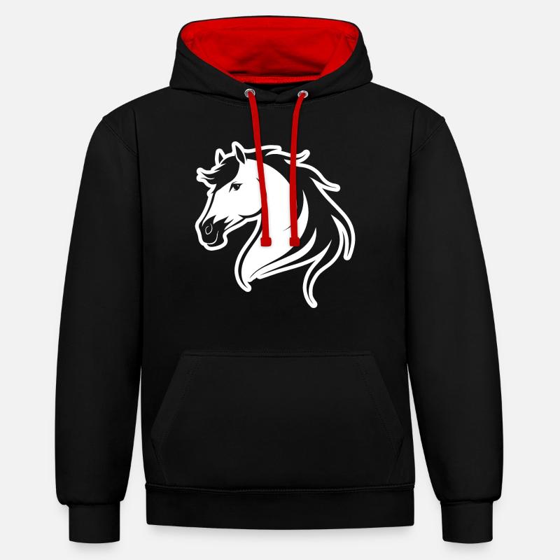 Cheval Équitation Équitation - Sweat à capuche contrasté - noir/rouge