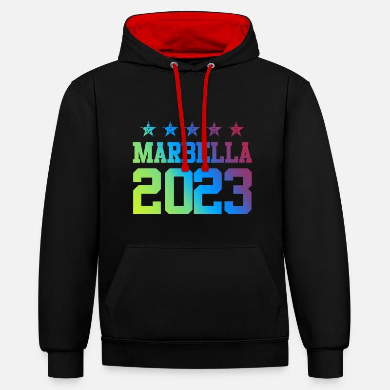 Marbella 2023 - Sweat à capuche contrasté - noir/rouge