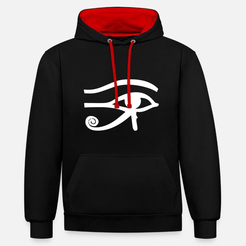 Egypte Oeil a - Sweat à capuche contrasté - noir/rouge