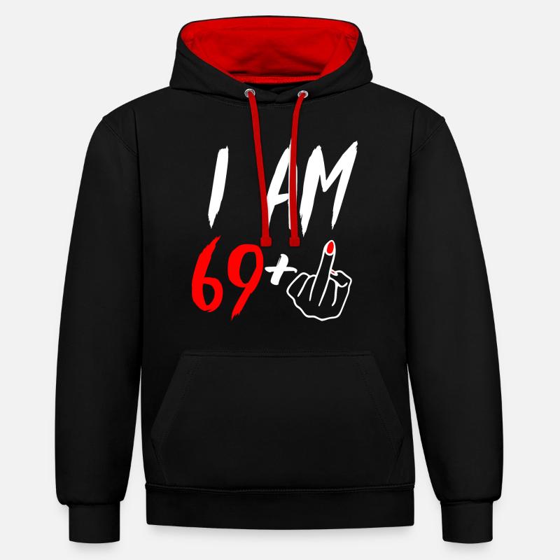 70e anniversaire - Sweat à capuche contrasté - noir/rouge