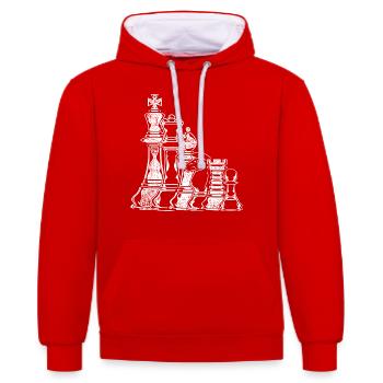 chess - Contrast hoodie - red/white - Front - Liana (172cm) & Jaron (178cm)