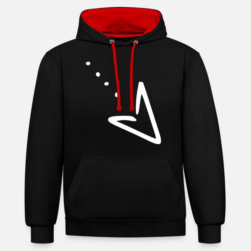 Flèche dessin esquisse blanc - Sweat à capuche contrasté - noir/rouge