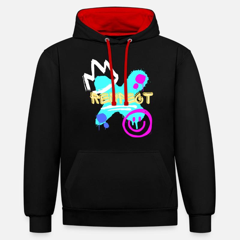 Respectez les graffitis - Sweat à capuche contrasté - noir/rouge